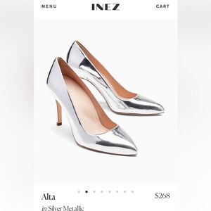 INEZ Silver Metallic Heels
